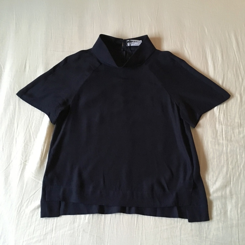 SOLD NWT Frame Denim Silk Mock Neck Boxy Top